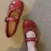 Flache Mary Jane Schuhe mit flachem Ausschnitt für Kinder, neue rote Einzelschuhe