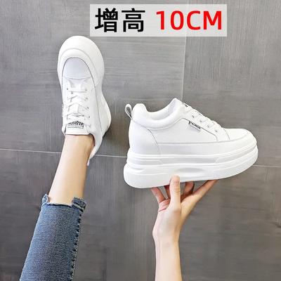 Mode 10CM Cuir Véritable Chaussures Femmes Blanc Baskets Compensées à Plateforme Chaussures d'Été pour Femmes Zapatos De Mujer Zapatos