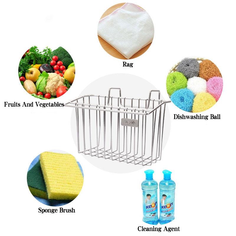 1 Stück Hängender Trockenkorb Küche Schmiedeeisen Edelstahl Abtropfgestell Bürste Schwamm für Spüle Aufbewahrung Abtropfhalter Organizer
