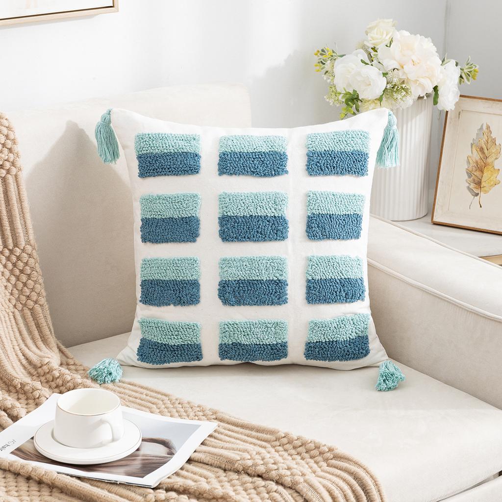 Tufted Tassel Pillow Case Bohemian Home Living Room Sofa Bedroom Tassel Back Cushion Core-Free Premium Durable
