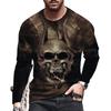 Autumn Winter Men's Pullover Long Sleeve Top Loose Fit Spring Skeleton Youth Men Round Neck Casual T-shirt