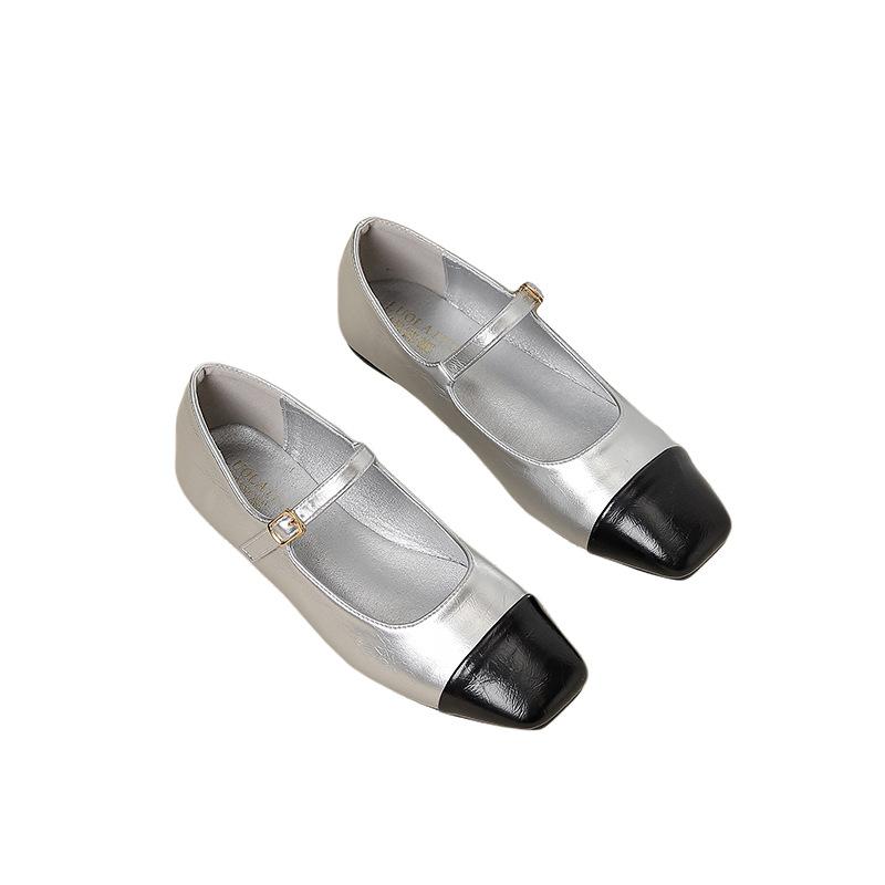 Vintage Mary Jane Shoes for Women Casual Ballet Flat Shoes Square Toe Walking Shoes With Ankle Strap Women's Comfortable PU Leather Work Dressy Flats