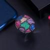 CMM Großer, runder, klobiger Statement-Ring mit mehrfarbigem Zirkonia, silberfarben, verstellbar, für Verlobung, Hochzeit