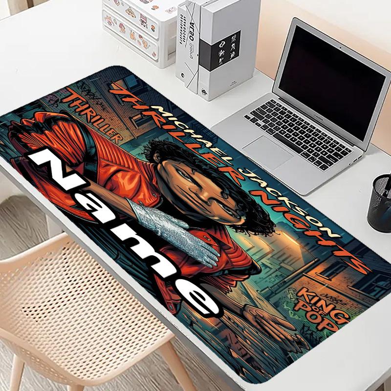 Personalizovaná podložka pod myš s motivem Michaela Jacksona a vlastním jménem, Podložka na stůl pro notebook PC, Dekorativní podložka na stůl pro domácnost, Podložka pod klávesnici, Dárek