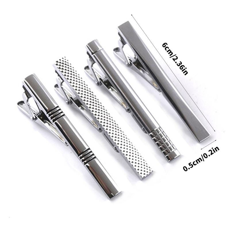 Set of 8 Men Tie Clip Alloy Texture Secure Hold Fashion Accessory Tie Clasps Tie Accessories for Formal and Casual Wear
