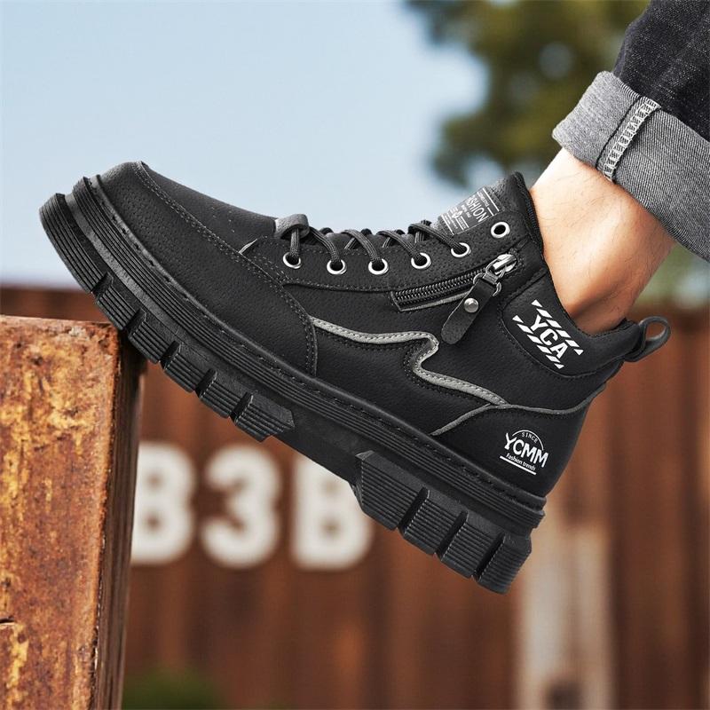 Men's boots four seasons high-top Joker thick-sole casual boots soft-sole non-slip sports outdoor boots fashion youth work boots