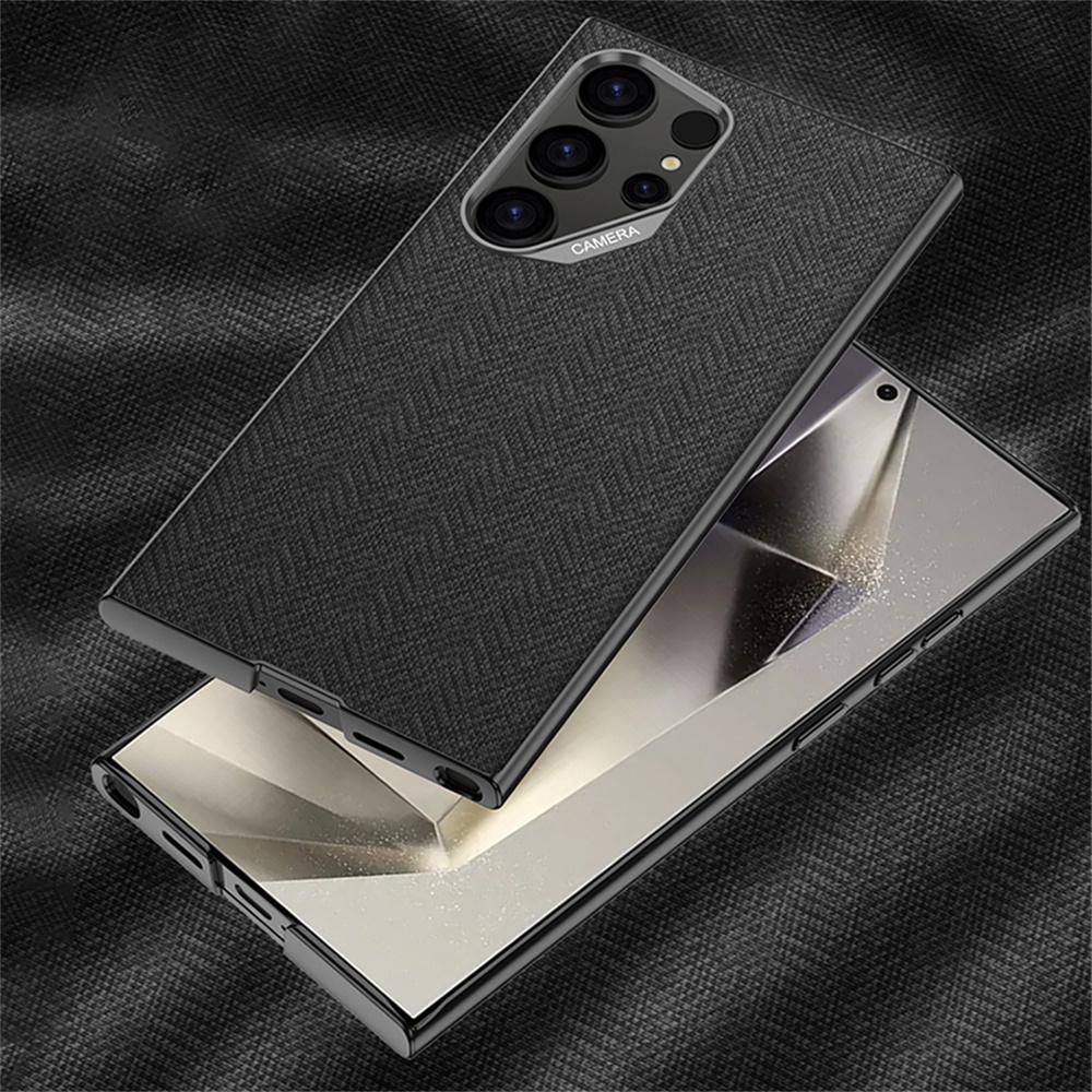 

For Samsung Galaxy S24 Ultra Case Skin Touch PC+TPU+Cloth Phone Back Cover Black