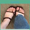 Retro Square Toe Cross Slip On Sandals With Rubber Sole For Summer Casual Women