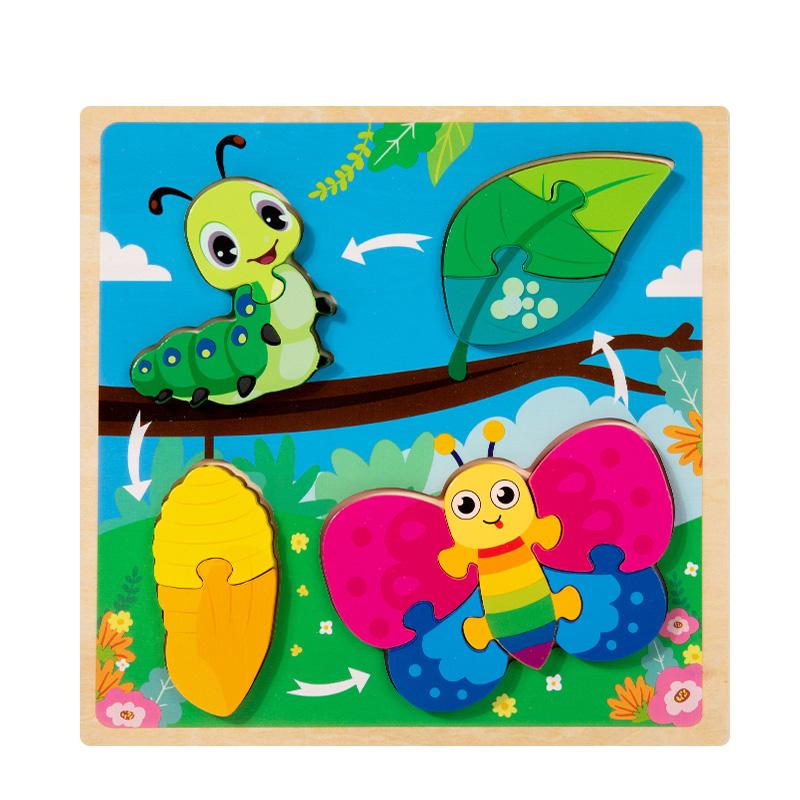 Baby Toy Wooden 3D Puzzle Toys Life Cycle Puzzle Cartoon Jigsaw For Children Baby Early Educational Intelligent Gifts for Kids