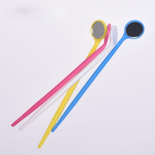 100pcs Dental Disposable Mouth Exam Mirrors Plastic Dental Instrument розовый