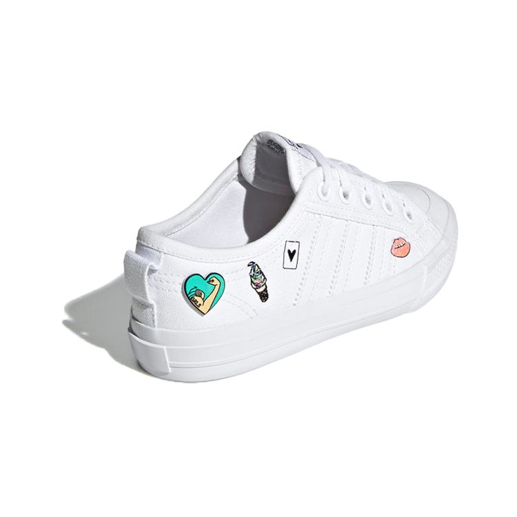 Adidas Originals Nizza C Canvas Comfortable Durable Low-Top Skate Shoes Kids Sneakers White FY3399
