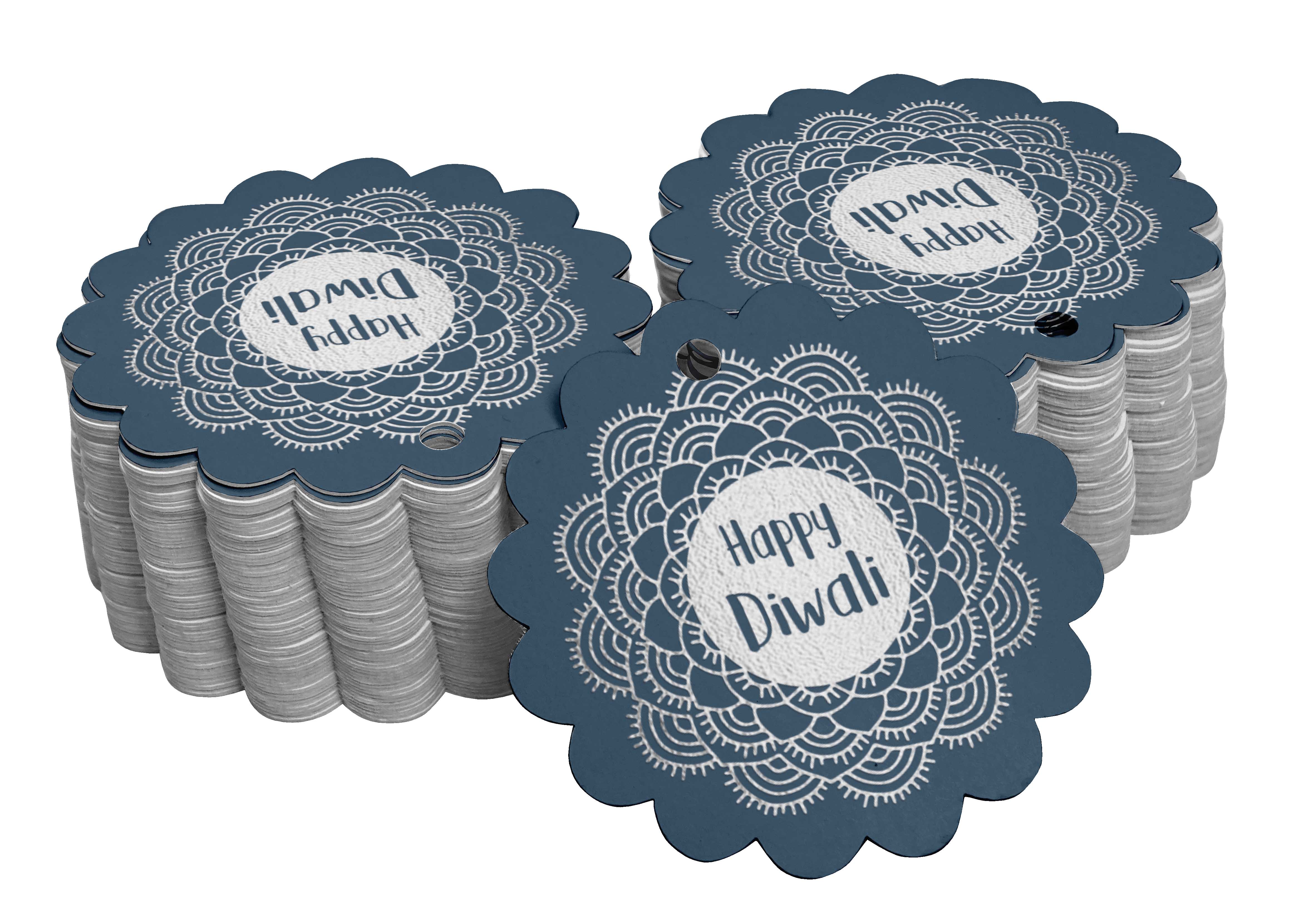 

Inkdotpot 100 Pack Happy Diwali Favor Paper Tags Craft Real Gold Foil Hang 50 Silver Foil Tags синій