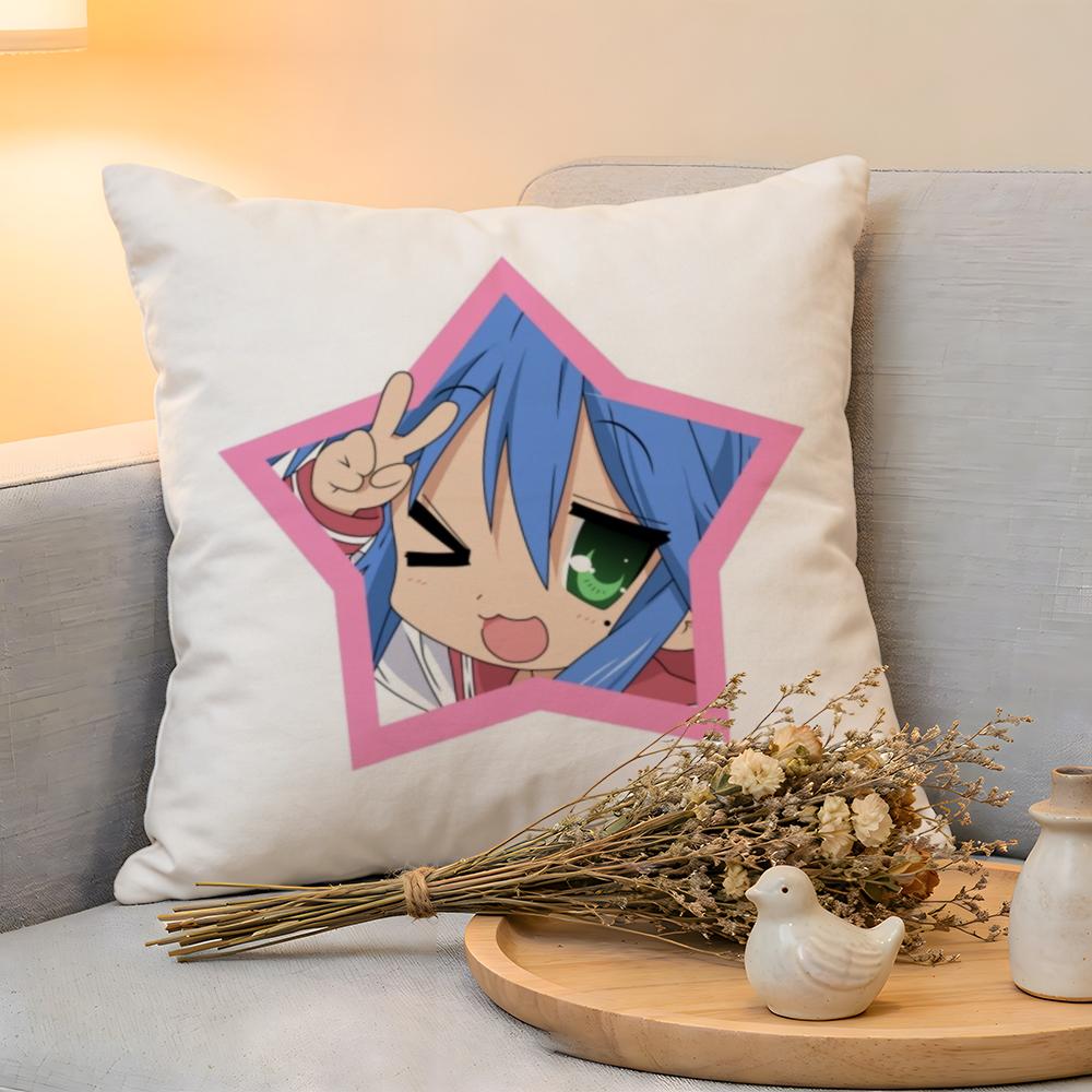 Cushion Cover  Linen  SkinFriendly Soft Decorative Case For Sofa Home Decor Anime LLucky Star Kkonata Pillow cover