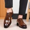Men's Fashion Plus Size Black Stone Pattern Leather Slip-On Shoes