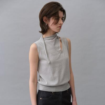 Women Tie Sleeveless Knit Top Kk6mp4160 Fr