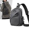 Trend Leather Film Men'S Bag, Crossbody Breast Bag, Street Hong Kong Wind Locomotive, Black Crossbody Bag, Casual Large-Capacity Breast Bag.