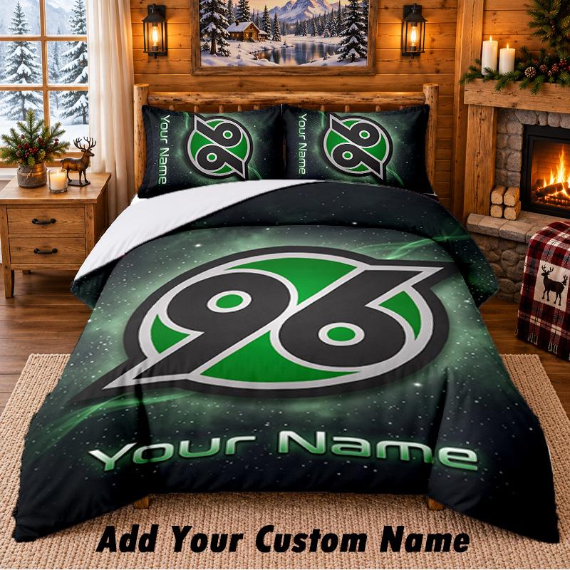 Hannover 96 Pattern Bedding 3Pcs Set Custom Name, Bed Sheet And Pillowcases For Home Bedroom