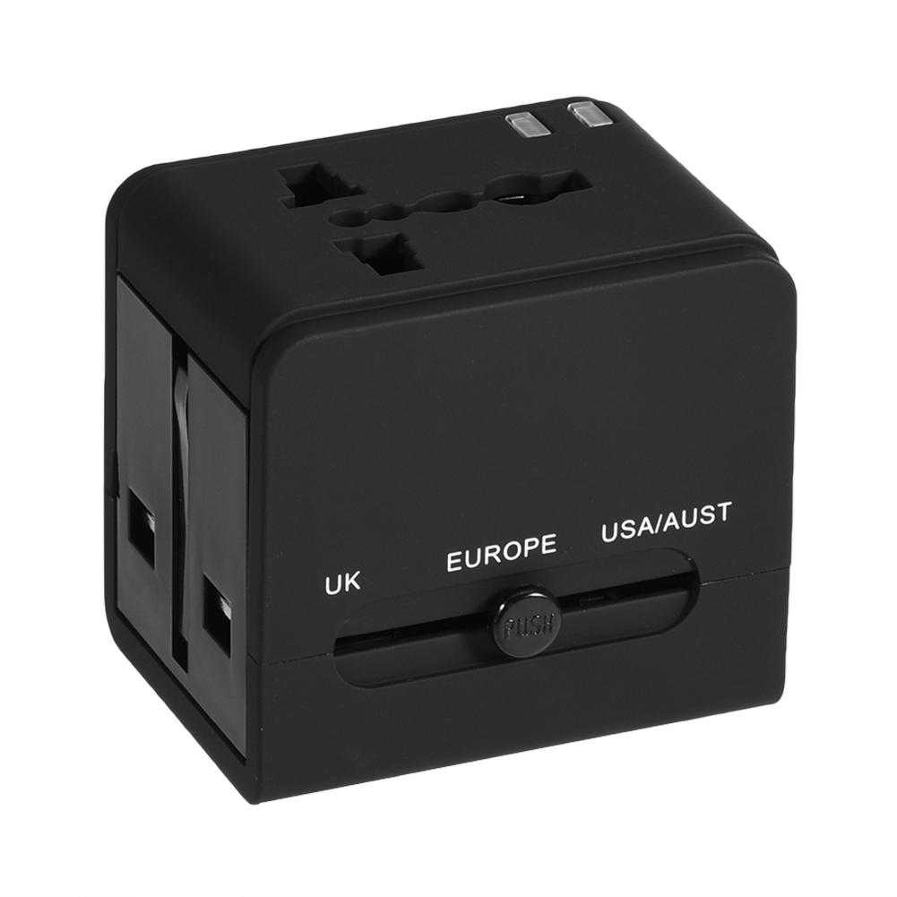 All-in-One-Universal-Schnellladestecker-Adapter, Reise-Steckdosen-Konverter mit 2 USB-Anschlüssen