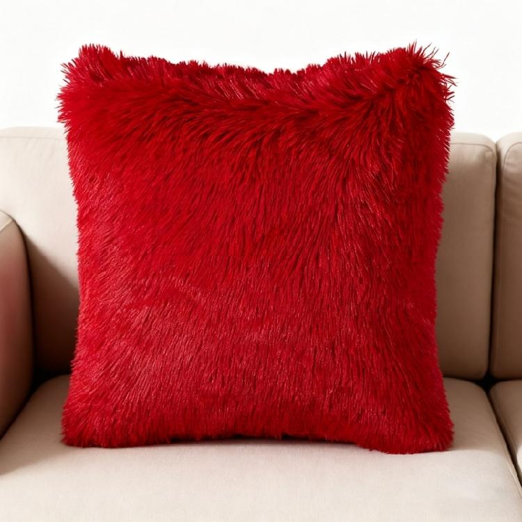 Long Plush Pillow Case Machine Washable Faux Furs Fabric Square Cushion Cover with Zippers Seasonal Home Decors