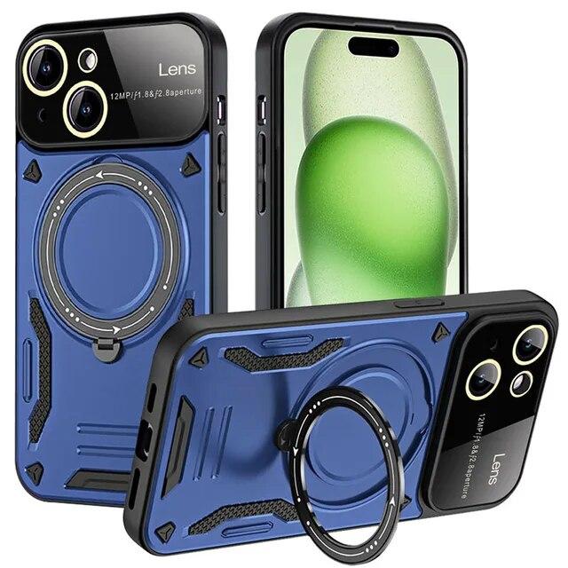 Magnetický 360° otočný držák na telefon Pouzdro na telefon pro POCO X6 Pro POCO M6 Pro 4G M5S C65 X5 Pro X4 X3 Kovové brnění odolné proti nárazu bezdrátové nabíjení Černý kryt