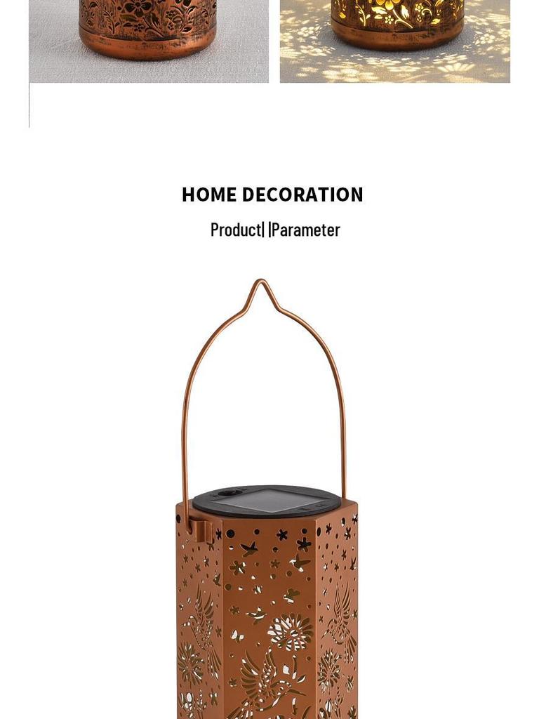 Kolibri Solar Laterne für Außen: Wasserdichtes Schmiedeeisen Hohldesign für Innenhöfe