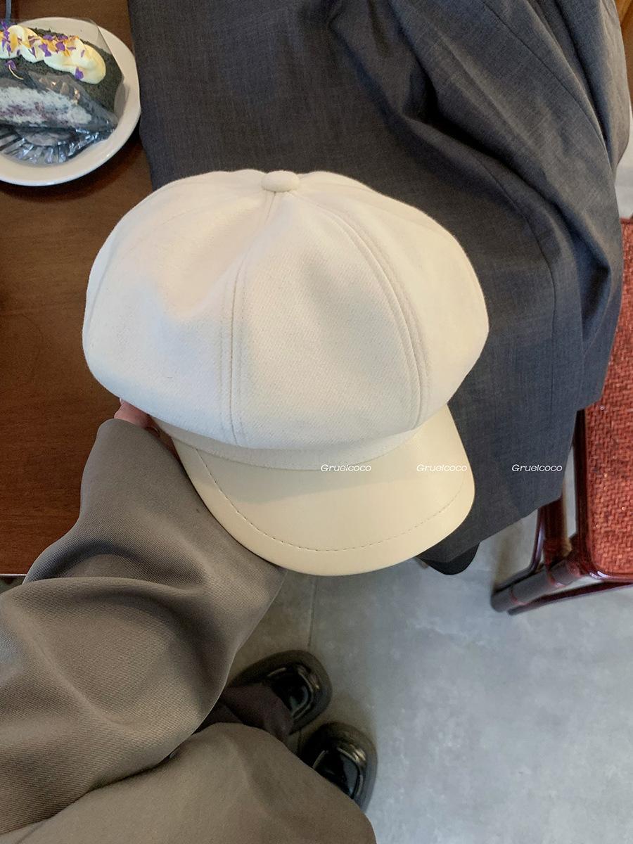 

Осень-зима, новые милые легкие роскошные шапки из искусственной шерсти, модные британские стильные универсальные береты в стиле ретро, ​​кепки для женщин Uniform size（54-59cm） бежевый