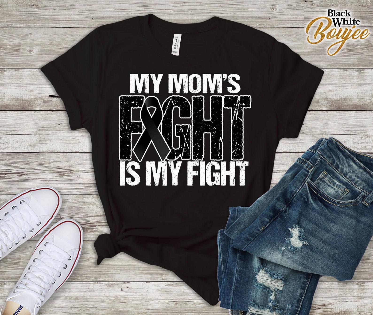 Melanoma Shirt, Melanoma Awareness Shirts, Skin Cancer Shirt, Black Ribbon Support Shirt, Her Fight, His Fight 2XL