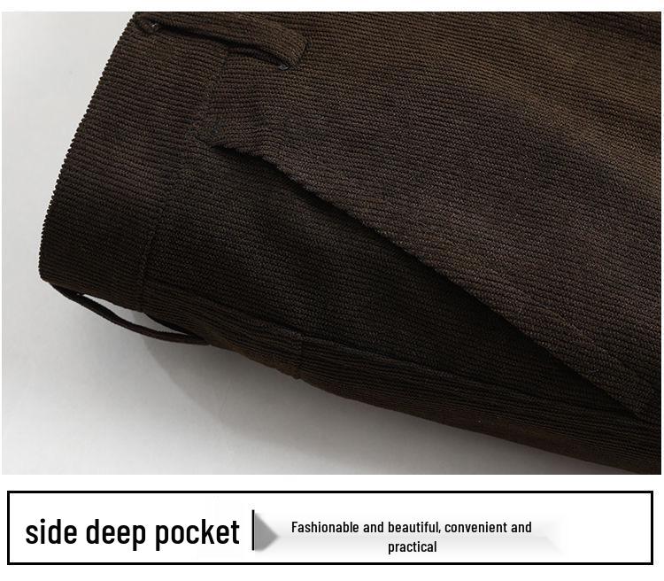 Men's Corduroy Pants: Autumn/Winter Straight-Leg Casual Pants for Middle-Aged Dads and Seniors.