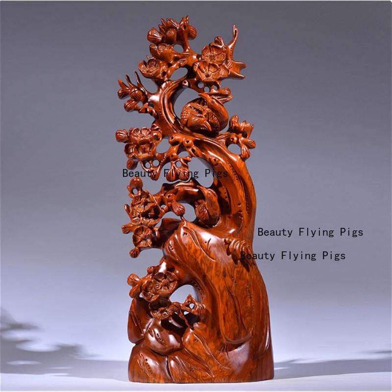 1pc Tree Top Wooden Statue, Home Decoration, Wooden Carving Crafts, Housewarming Gift, Office Ornaments, Desktop Decorations