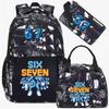 67 Six Seven Print 3Pcs/set Camouflage Backpack With Lunch Bag Steal A BrainRot Boy Student Teens Rucksack Girl Casual SchoolBag