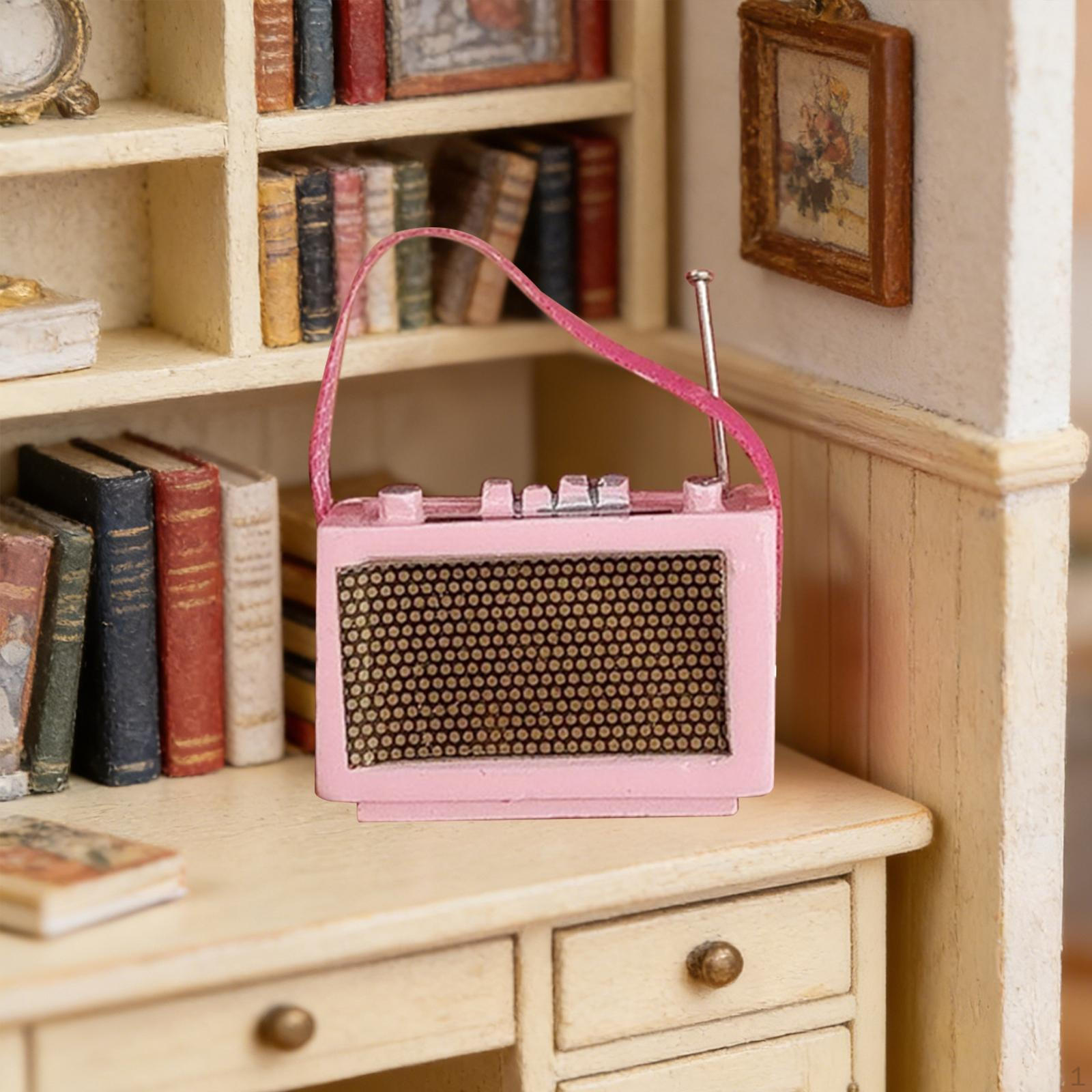 

1/12 Mini Radio Model Record Player Ornament,DIY Scene Miniature Audio Dollhouse розовый