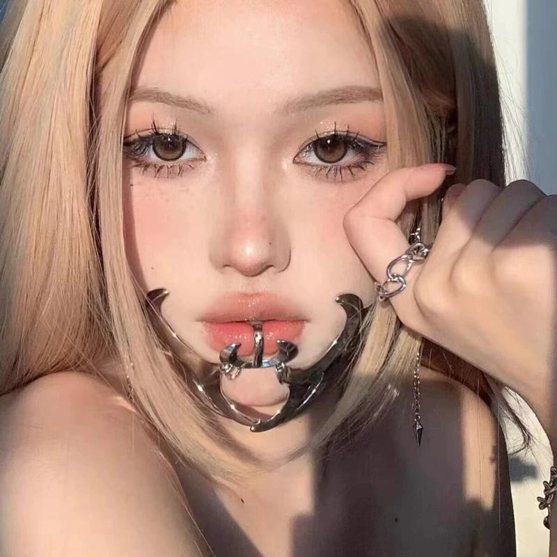 Gothic Punk Metal Mask Man Woman Multifunction Adjustable Metal Chain Mechanical Face Mask Halloween Cosplay Accessories
