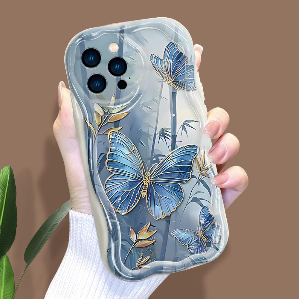 Cartoon Pattern Cream Texture Casing Wavy Edge Soft Silicone Cover Phone Case for IPhone Samsung Huawei Honor Xiaomi Redmi Infinix Tecno