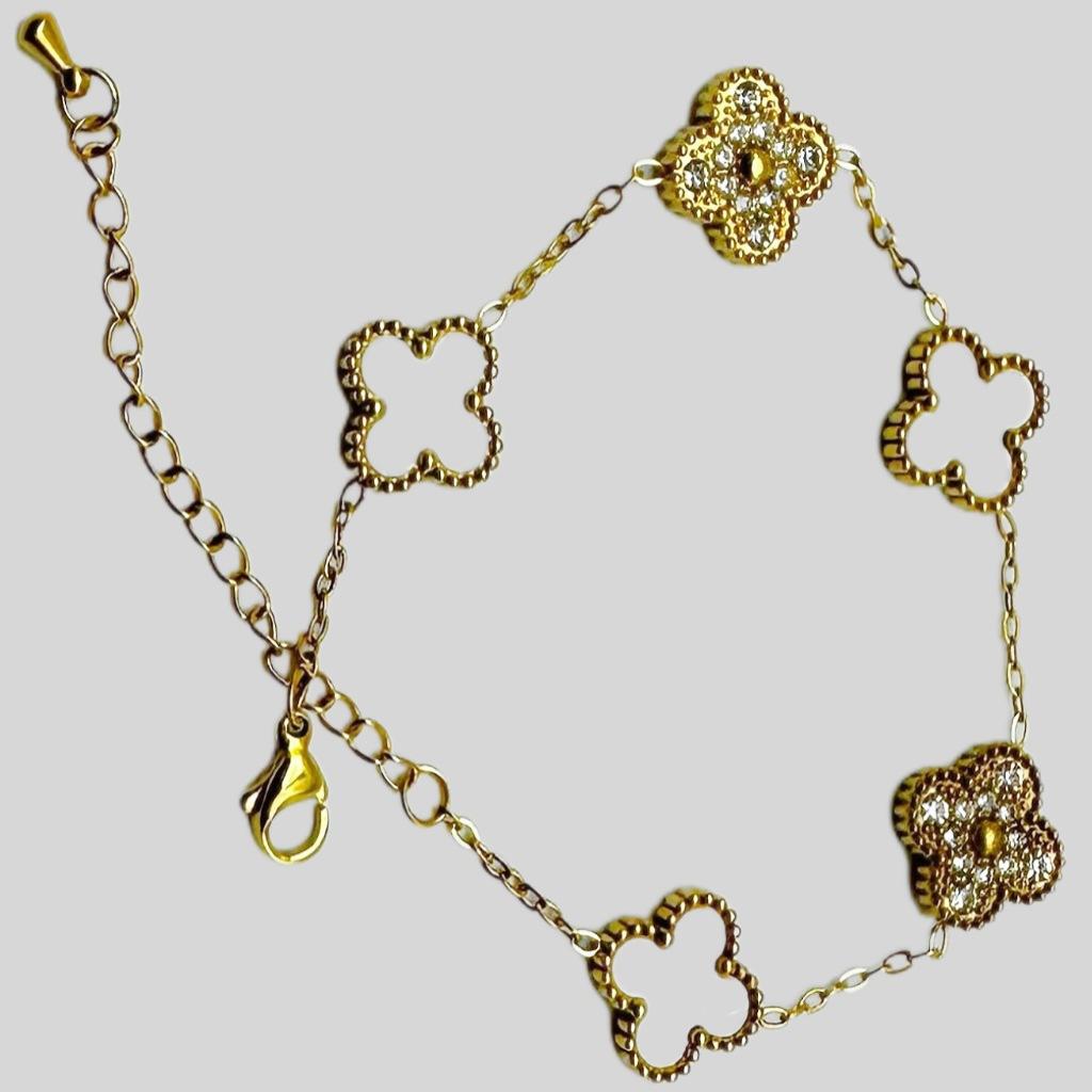 Náramek z titanové oceli Pět květů Čtyřlístek Pět květů Módní 18k Dámský náhrdelník