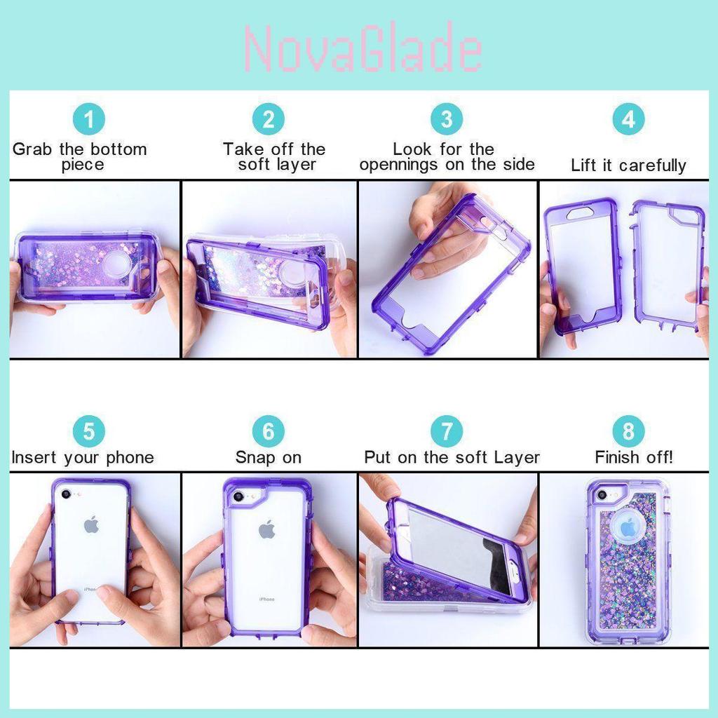 Defender Shell Shockproof Quicksand Glitter Liquid Case For Iphone 678px