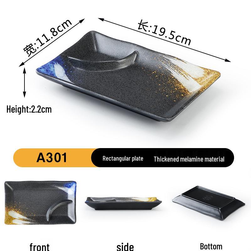 Japanese Retro Melamine Rectangular Plate for Hot Pot, Sushi, Yakiniku, and Barbecue