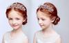 Cemellia Kinder-Krone Blume Tiara Haarschmuck, Formell, Kristall- und Perlen-Haarschmuck, Funkelnd, Perfekt für Hochzeiten, Aufführungen,