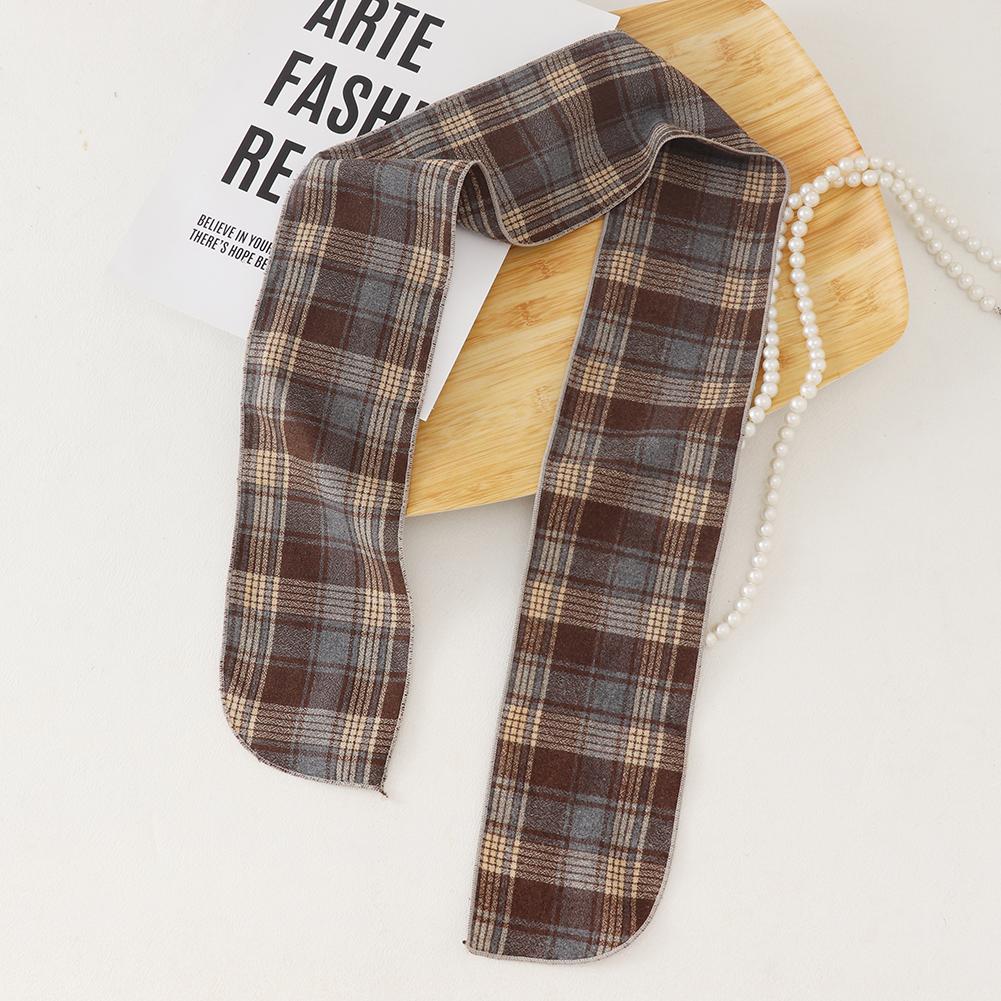 British Cotton Skinny Plaid Scarf Trendy Fashionableable Outfit Hairband Necktie Scarf Small Shawl Headscarf Neck Protection Scarf 11X120Cm