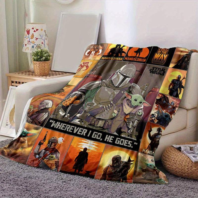 

1pc. Star Wars The Mandalorian Baby Yoda Blanket, Cartoon Character Throw Blanket for friends, Warm Soft Blanket for Couch Bed Sofa, All Sea 100x150cm