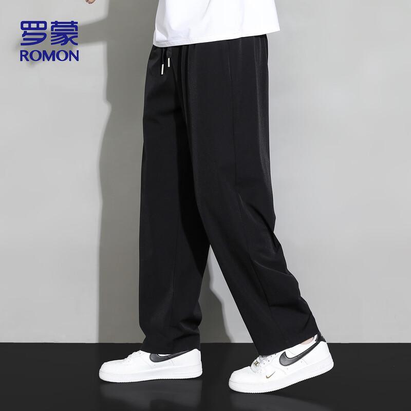 ROMON Men's Ice Silk Loose Straight Casual Pants