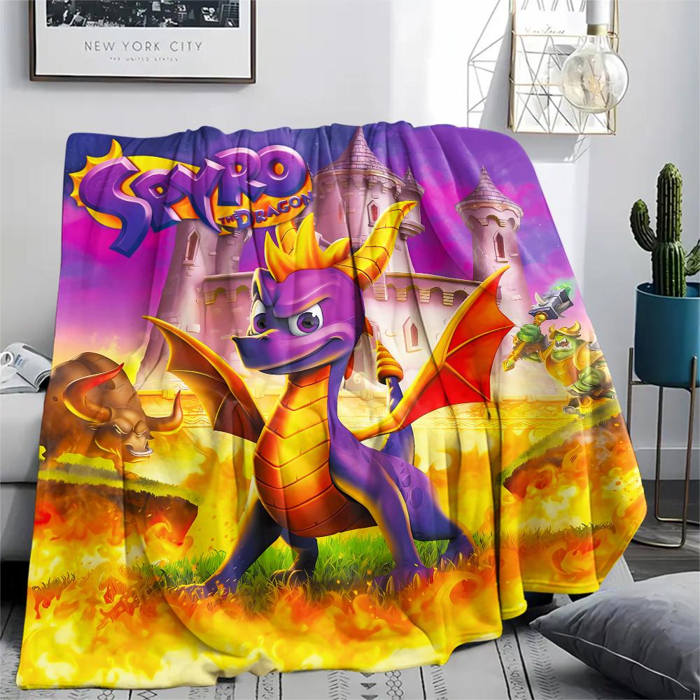 1pz Coperta in Flanella con Stampa Spyro Reignited Trilogy, Alta qualità per Tutte le Stagioni, Decorazione per la Casa, Calore e Comfort, Perfetta per Regali di Natale
