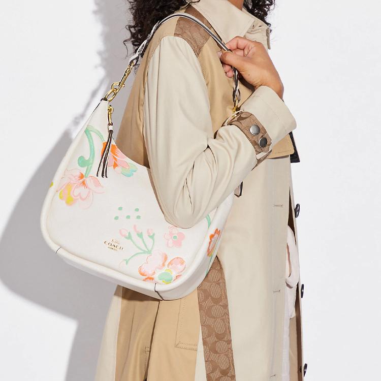 Coach Hobo 29 Floral Print Leather Shoulder Bag Women Shoulder Bag Off-White C8619-IMCAH