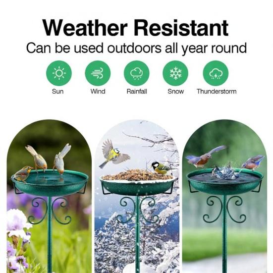 Bird Bath Bowl Vintage Rust-Resistant Garden Backyard Bird Waterer Rust Resistant LED Floating Candle Bird