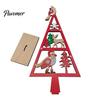 Indoor Christmas Home Decoration Wooden Tree Tabletop Sign, Rustic Gingerbread Snowman Gnome Desktop Ornament with Star Holiday Party Sign Topper,
