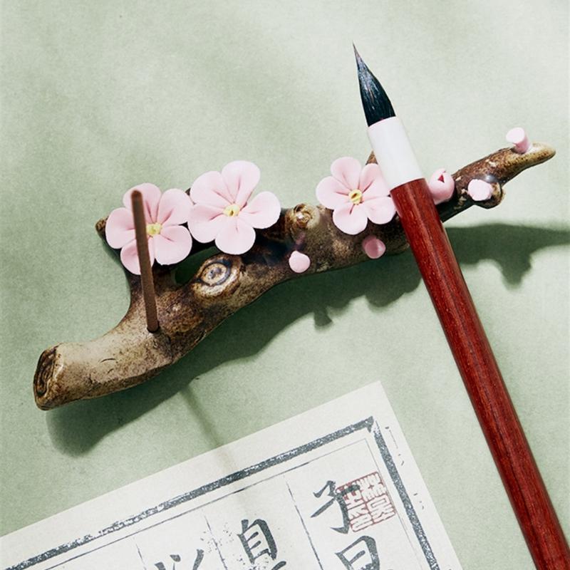 Flower Ceramic Brush Holder Calligraphy Brush Pen Rest Calligraphy Paperweight For Antithetical Couplet Writing Painting