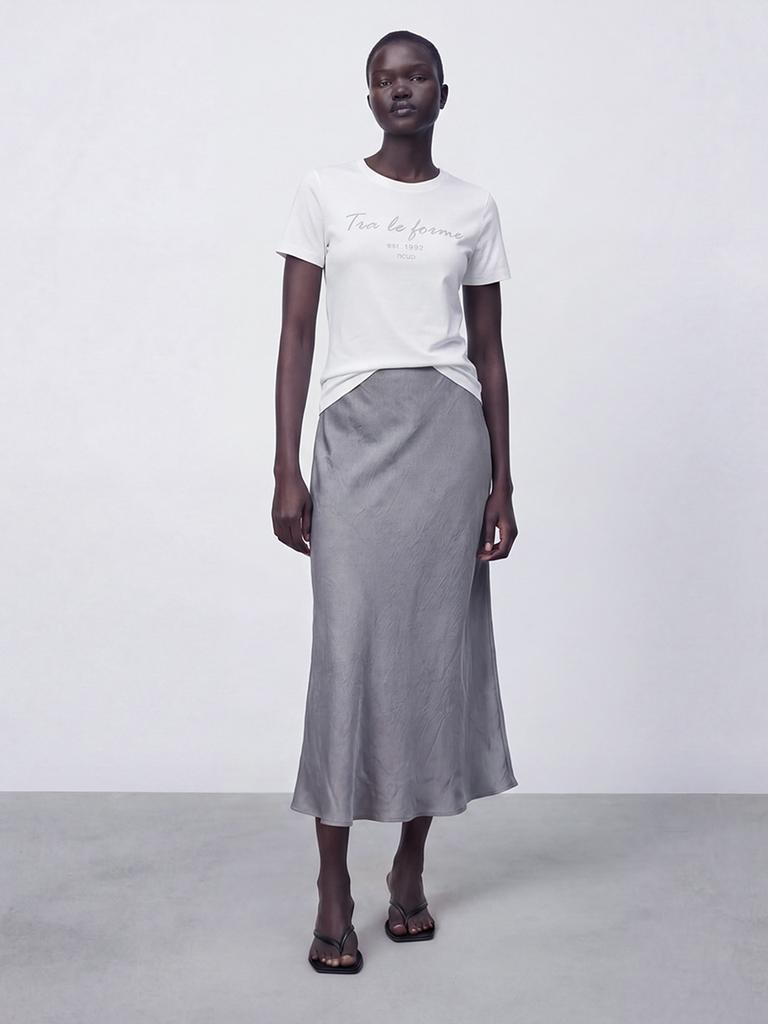 Acud Satin A-Line Skirt _S.Blue