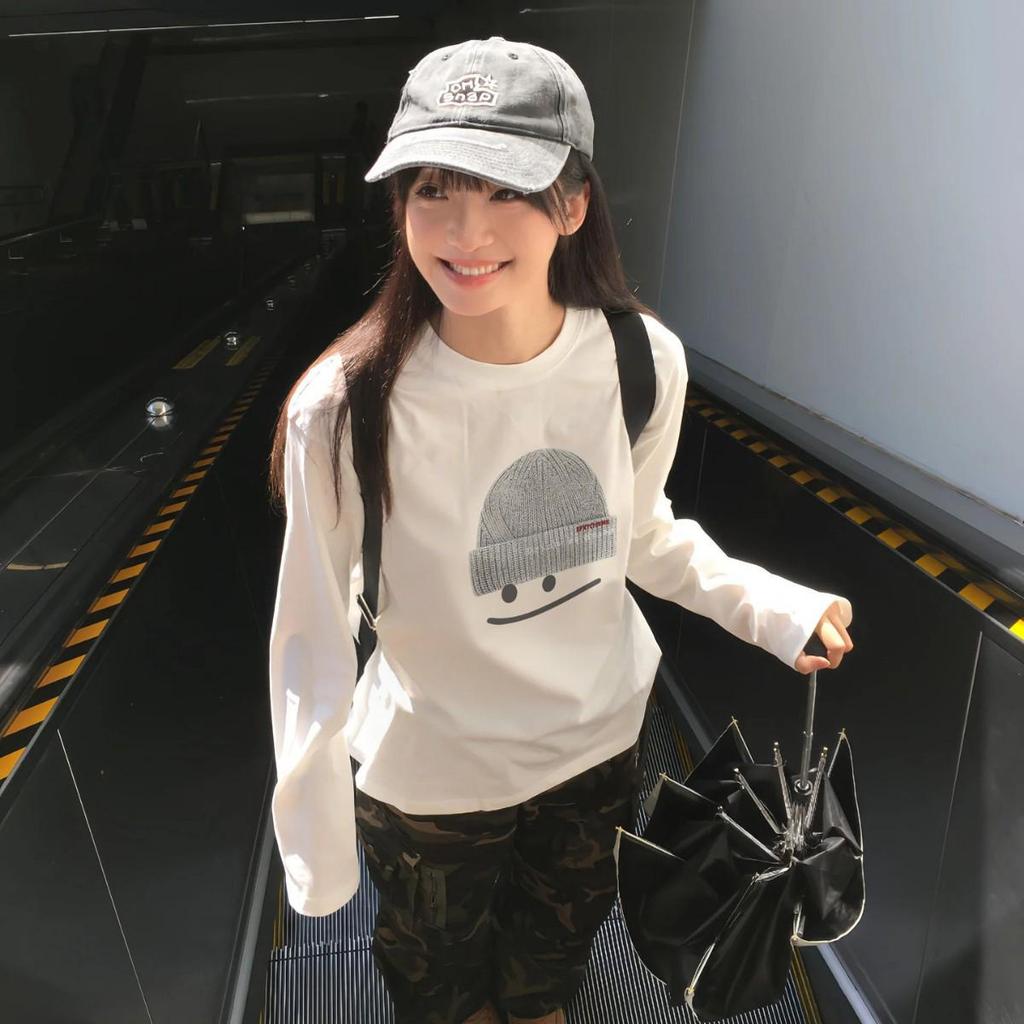 2025 Plus Size White Cotton Long Sleeve T-Shirt for Women - Early Autumn Loose Fit