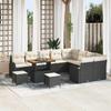Garden Sofa Set with Cushions 12 pcs Black Poly Rattan