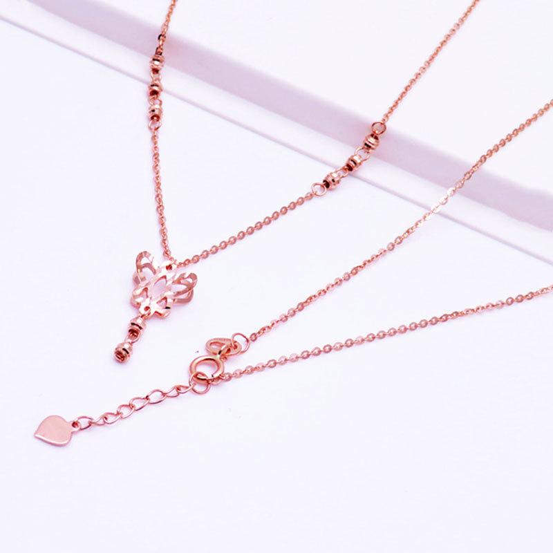 Purple Gold Hollow Double-Layer Butterfly Chain Exquisite Color Gold-Plated Rose Gold Necklace