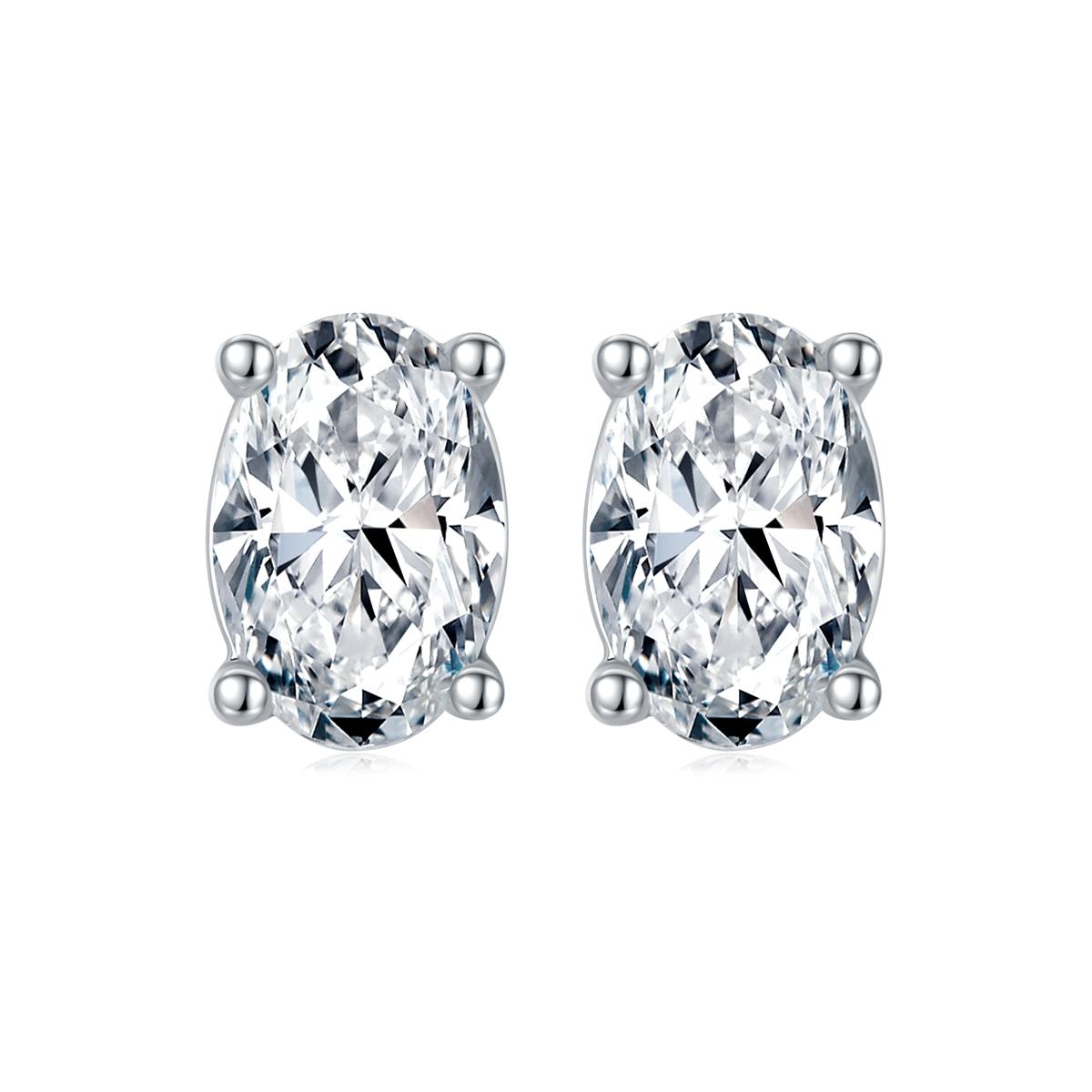 Fine Jewelry 925 Sterling Silver Oval Cut Moissanite Jewelry Set D Color VVS1 Oval Moissanite Pendant Necklace for Women E14405